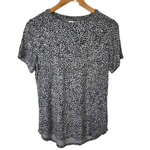 Old Navy Luxe Leopard Print T-Shirt Grey Animal Short Sleeve Womens Medium